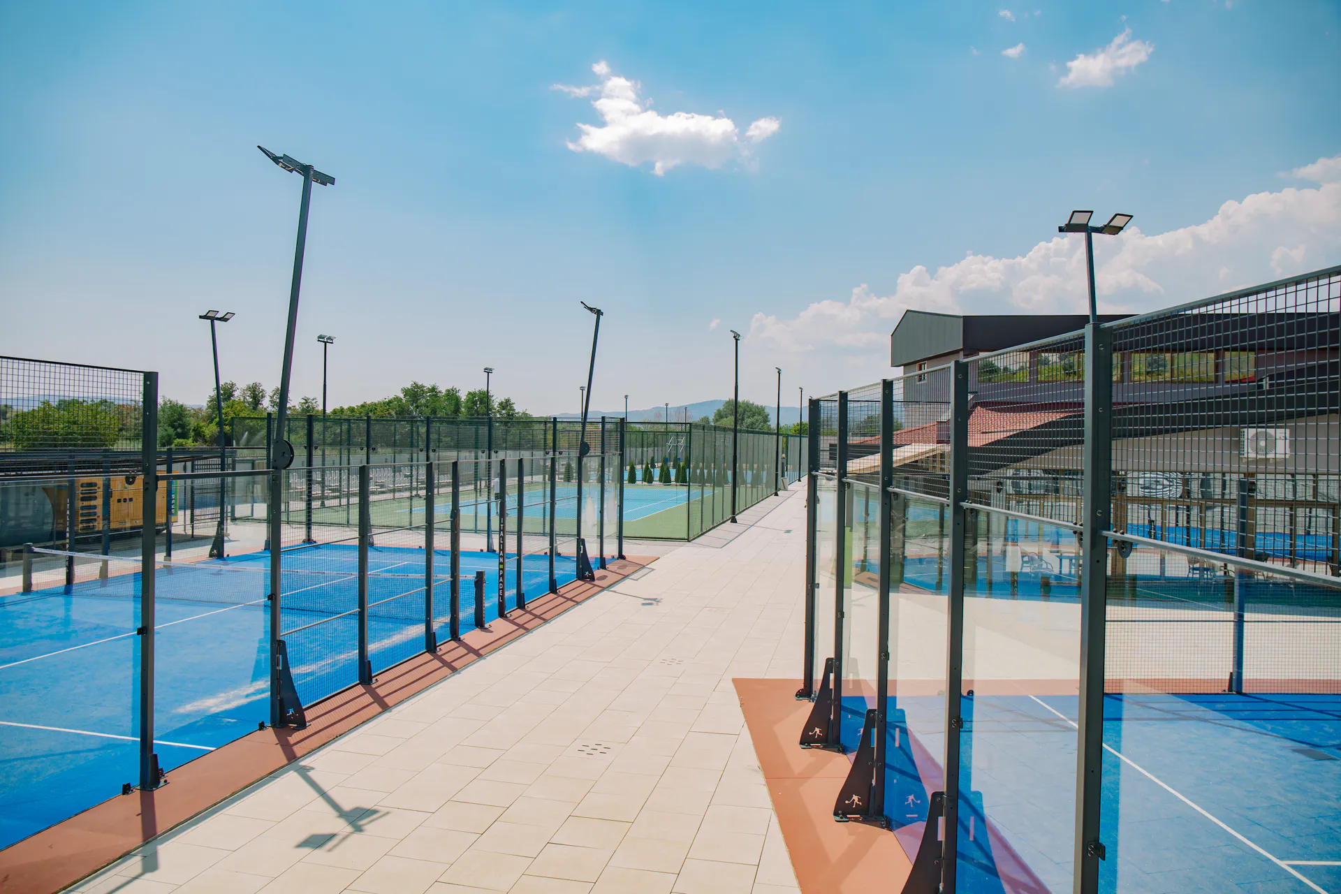 The row of padel courts at the Coconut Sports Centre